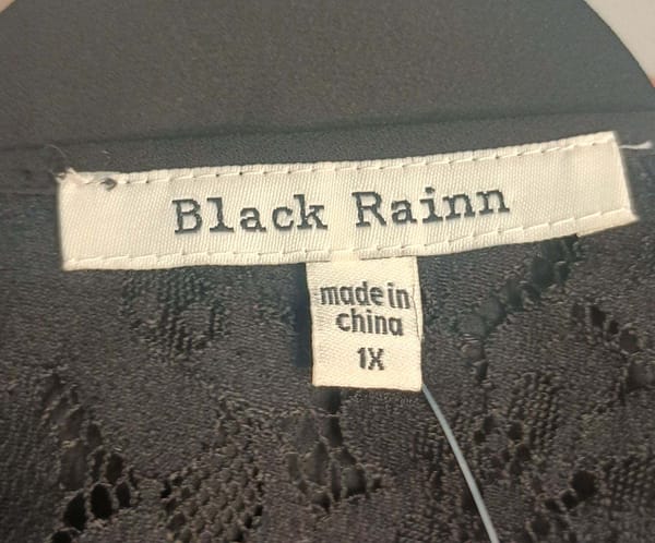 1X(16W) Black Rainn Long sleeve sheer black dress top - Image 2