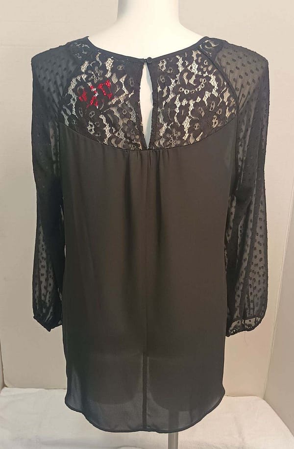 1X(16W) Black Rainn Long sleeve sheer black dress top - Image 3
